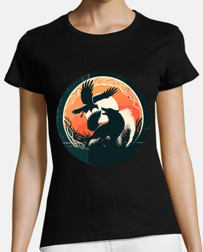 Tee-shirt loup et corbeau