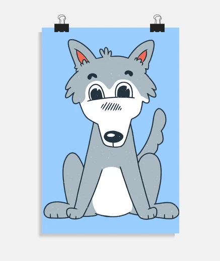 Poster loup jeune petit bébé trop mignon decoration chambre affiche enfant bébé salon atelier poster 