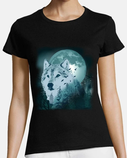 Tee-shirt loup pleine lune