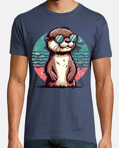 Tee-shirt loutre drôle en été lunettes de soleil