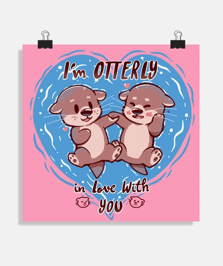 Poster loutre love - affiche