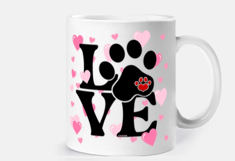 Cup love animal pink paws