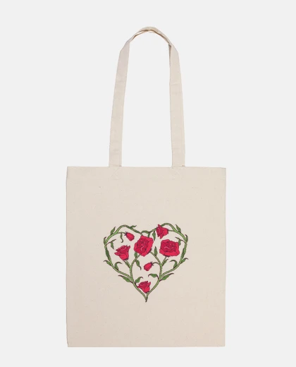 Bag love heart with red roses