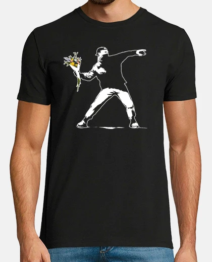 T-shirt Love is in the Air - Flower Thrower - Banksy