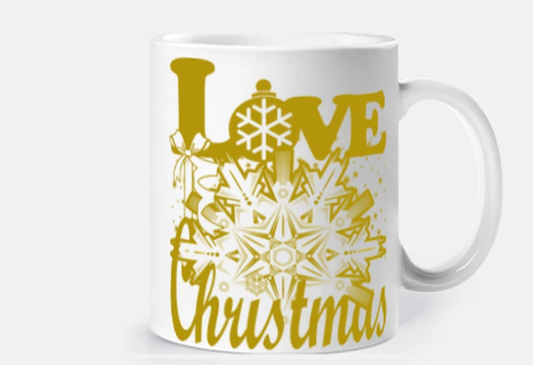 Cup love love christmas snowflake in gold