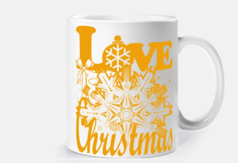 Cup love love christmas snowflake in orange