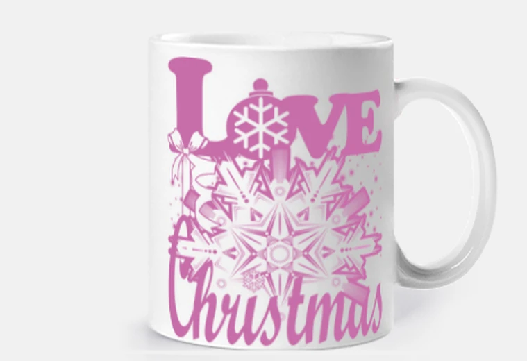 Cup love love christmas snowflake in pink