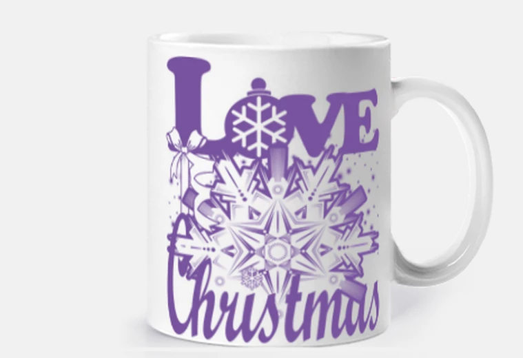 Cup love love christmas snowflake in purple