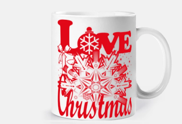 Cup love love christmas snowflake in red