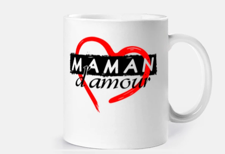 Cup love mom lettering and red heart