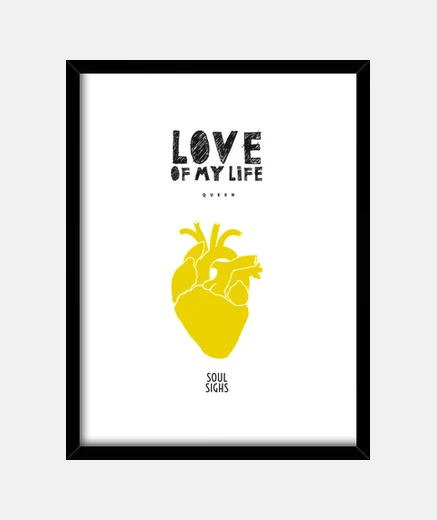 Cuadro Love of my life, Queen - Cuadro marco negro, vertical 15 x 20 cm