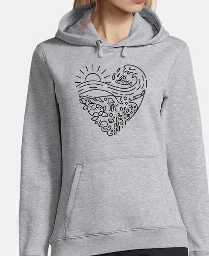 Hoodie love the sea -black- sweatshirt m