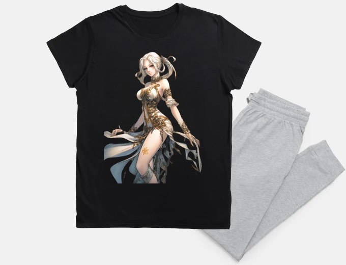 Pajama lovely blonde anime girl