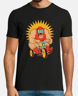 luchador de lucha libre en triciclo
