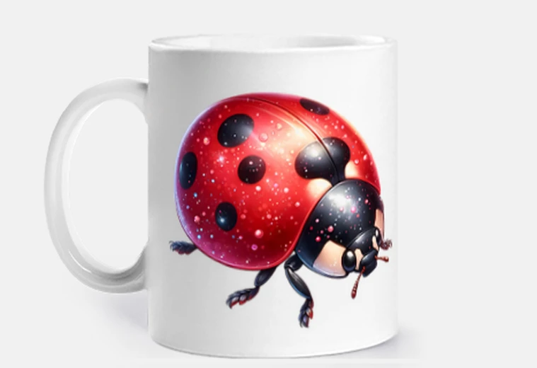 Cup lucky ladybug personalized mug coffee tea herbal tea infusion mate croissants milk cocoa