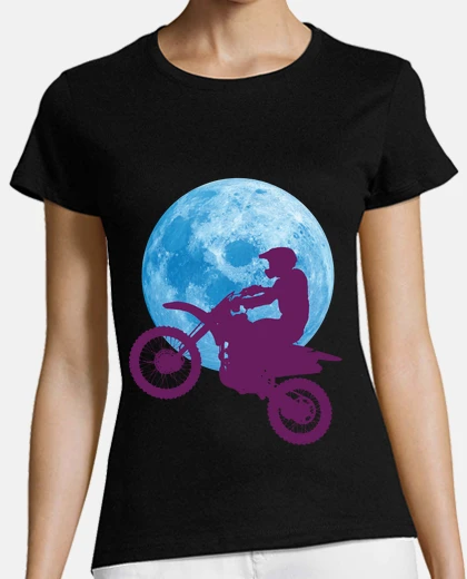 Playera luna azul con moto de motocross