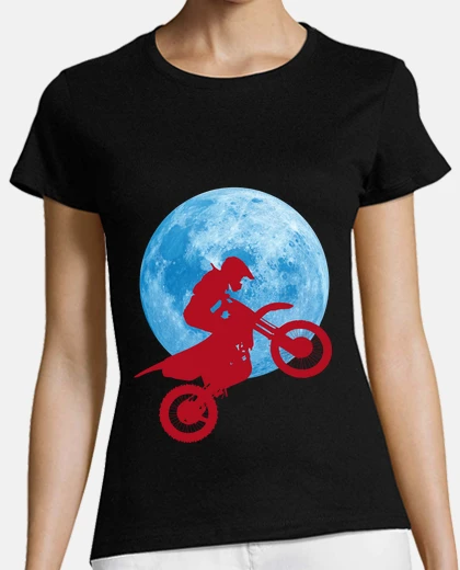 Playera luna azul con moto de motocross