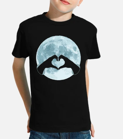 Camiseta niños luna llena y manos formando corazon laTostadora
