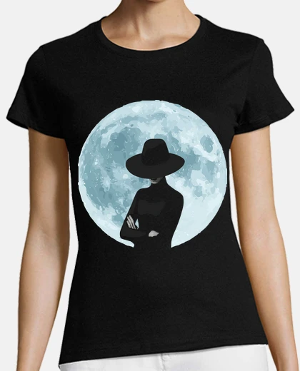 Playera Luna Llena y Mujer con Sombrero