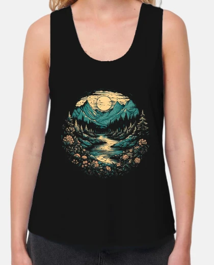 Camiseta Luna Montaña Y Rios