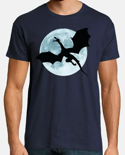 T-shirt luna piena e silhouette drago 3