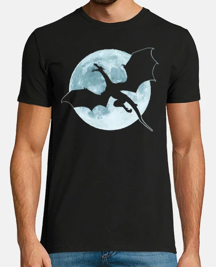 T-shirt luna piena e silhouette drago 4