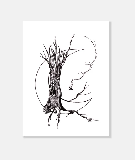 Wall lunar tree canvas
