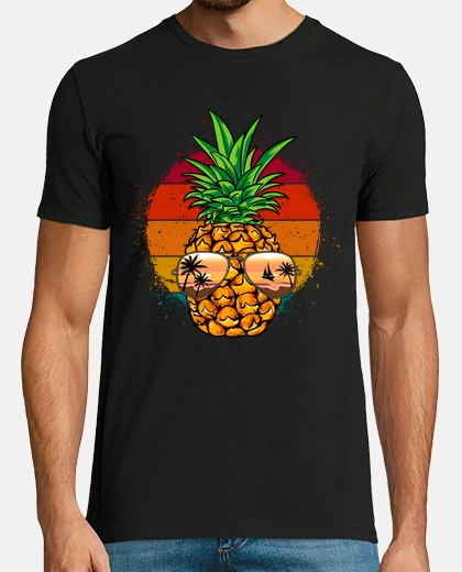 Tee-shirt lunettes de soleil ananas et chemise de surf vintage d&#39;été sur la plage