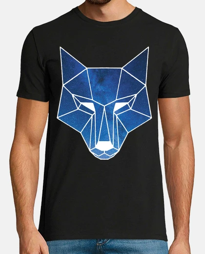 T-shirt lupo bianco e cielo stellato