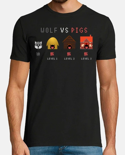 T-shirt lupo contro maiale