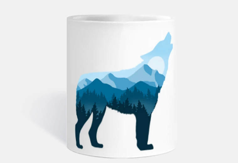 Tazza lupo selvatico nazione e paesaggio