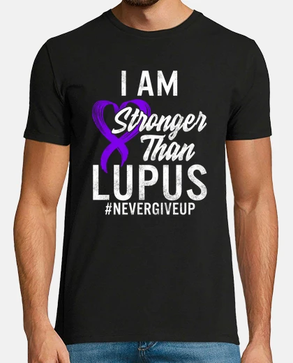 Tee-shirt Lupus Awareness I Am Stronger Than Lupus Never Give Up Purple Ribbon Heart Survivor Women Gift