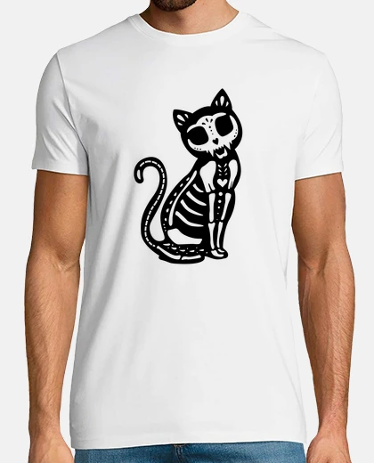 Camiseta macabro gato camisa para hombre