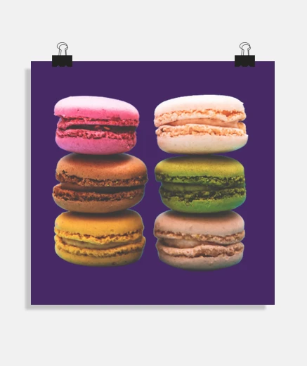 Poster macaroons to offer, to eat, macaroon recipe, from paris, pocket-level logo like fashion brands