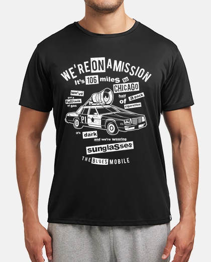 T-shirt macchina siamo in missione da parte di god bluesmobile blues brothers