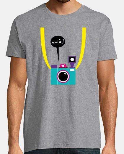 T-shirt macchinetta fotografica foto dell&#39;uomo vintage