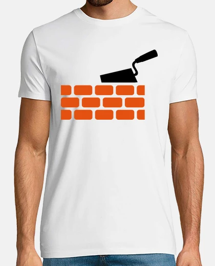 Tee-shirt maçon mur de briques truelle