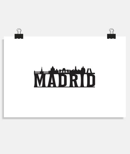 Poster madrid spain city skyline cityscape trip