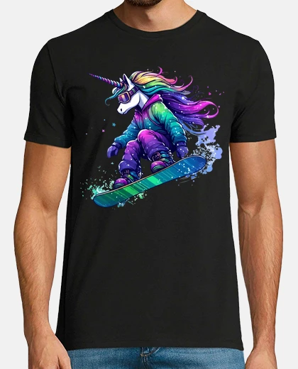 T-shirt Magical Unicorn Snowboarder Winter