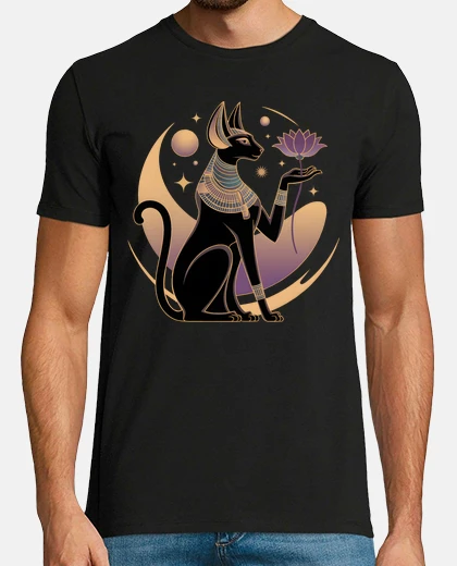 Tee-shirt magie lunaire de Bastet avec fleur de l