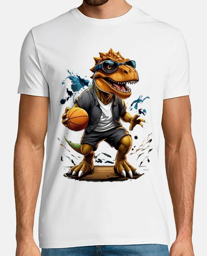 T-shirt maglia da sostenitore del campione nba del giocatore di basket dei dinosauri