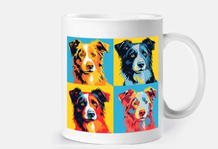 Tazza maglietta con pittura pop-art del pastore australiano, tazza personalizzabile