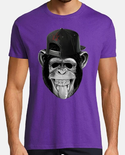 T-shirt maglietta con testa di scimmia