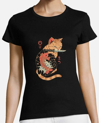 T shirt maglietta gatto tatuato carpa donna ca. tostadora