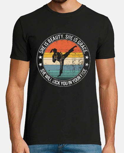 T-shirt maglietta ragazza karate ti darà un calcio in faccia arti marziali ragazza karate tee kung fu ragazz