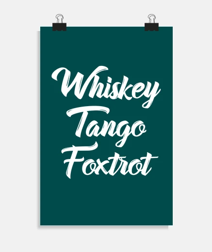 Poster maglietta wtf whisky tango volpe trot c