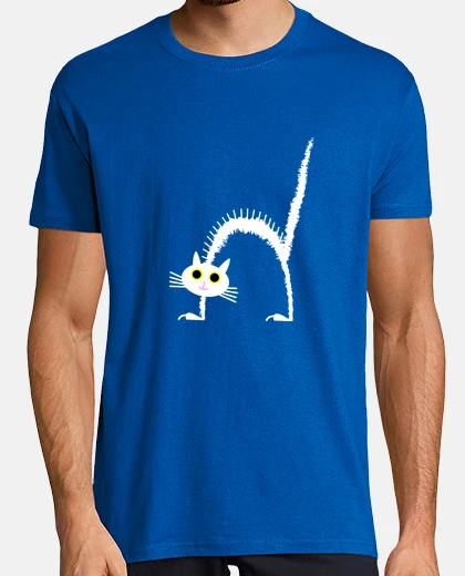T-shirt magliette con gatto bianco arrabbiato