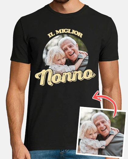 T-shirt magliette il miglior nonno con foto personalizzabile