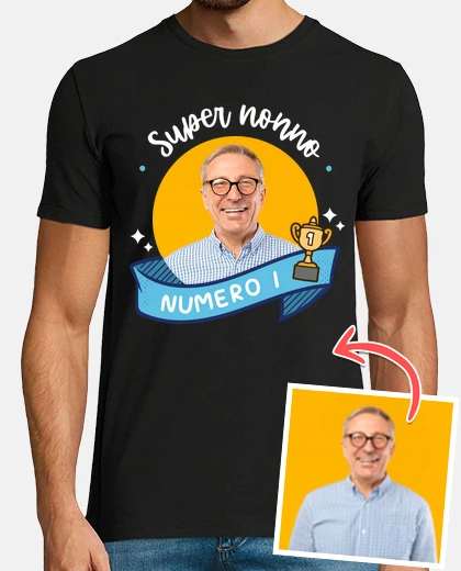 T-shirt magliette super nonno numero 1 con foto personalizzabile