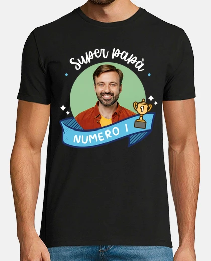 T-shirt magliette super papà numero 1 con foto personalizzabile
